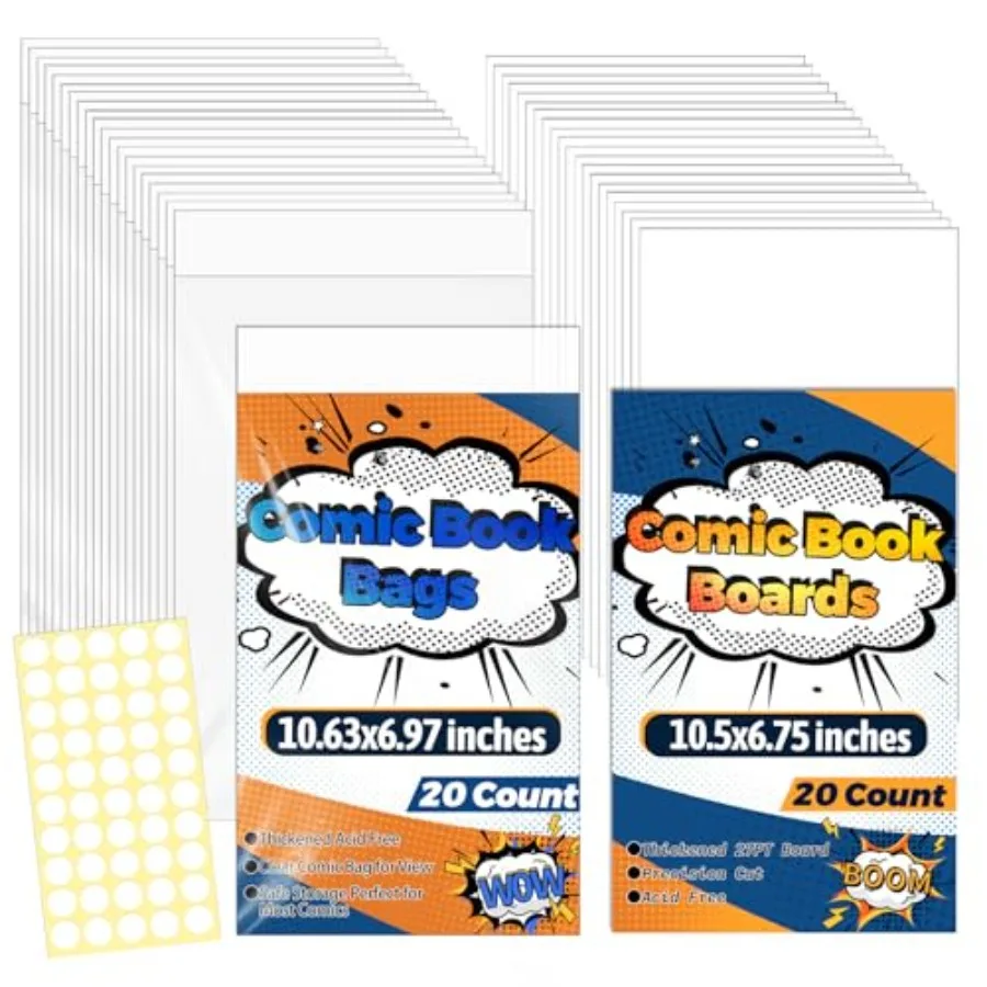 20 sets huidige stripboekentassen en borden 20ct verdikte 27PT stripboek steunborden 20ct zuurvrij doorzichtige beschermer Comic Bo