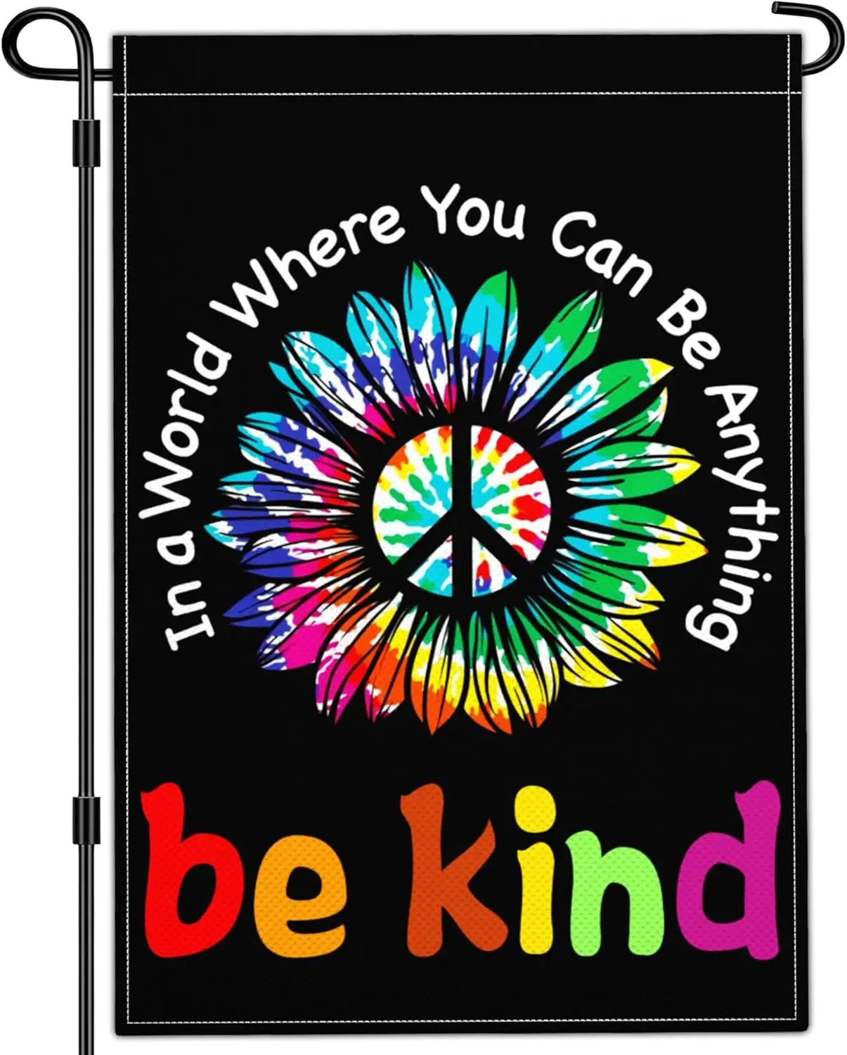 Be Kind Garden Flag in A World Where You Can Be Anything Garden Flags for Outside 12x18 Double Side Pride Floral Peace liber jjp