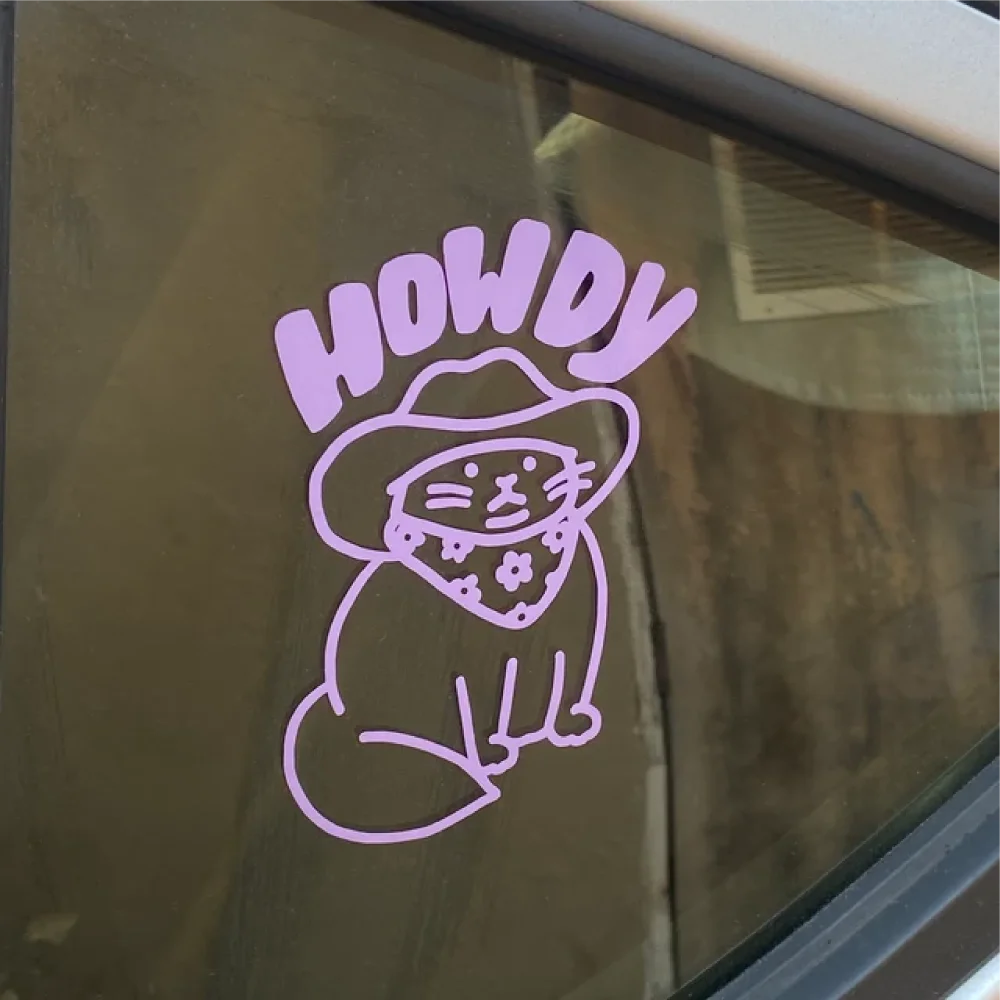 Funny Howdy Cat Waterproof Vinyl Decal Cartoon Sticker For Car Window Laptop Auto Exterior Decor Accessories