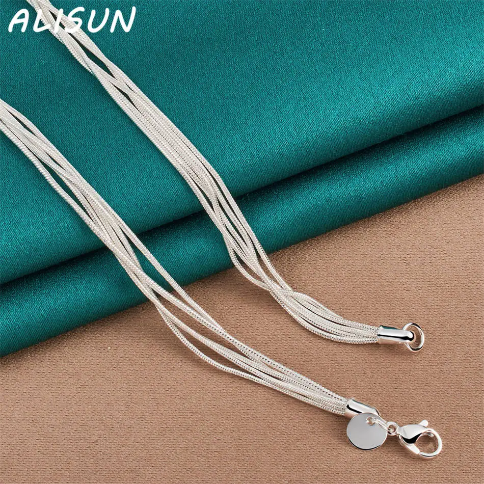 

ALISUN 925 Sterling Silver 48cm Beaded Tassels Necklace For Women Charm Trend Birthday Gifts Fashion Party Fine Jewelry