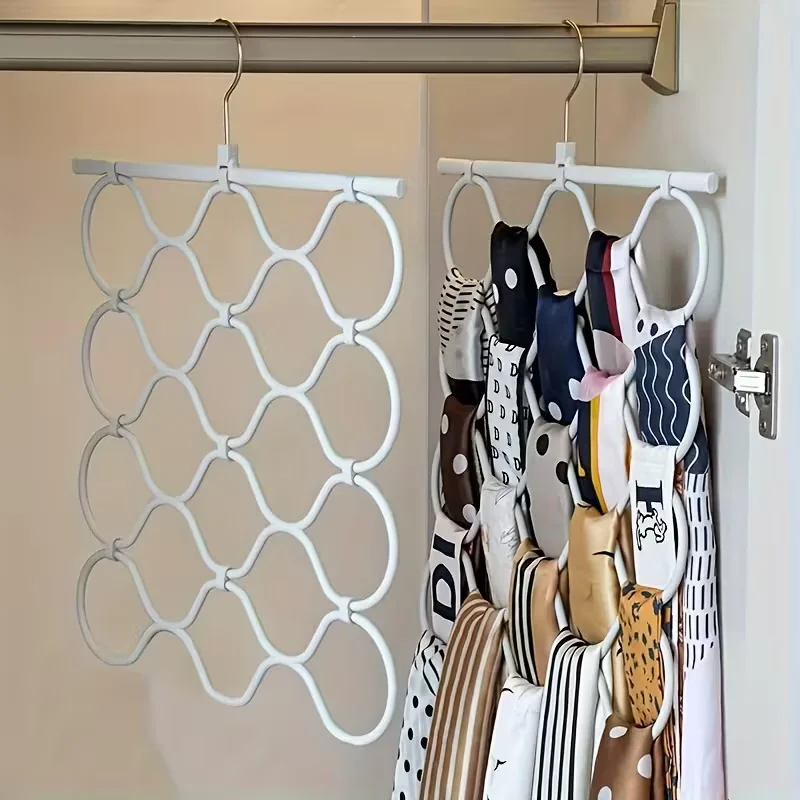 

1Pcs Durable Rattan Weave Scarf Hanger Foldable Ring Scarves Holder Iron Display Rack Wardrobe Storage Holder