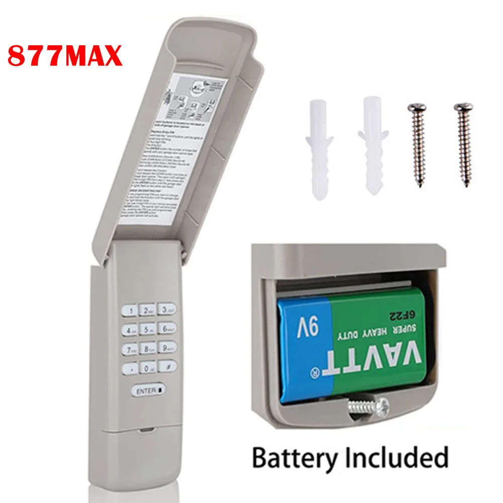 

Garage Door Opener Keypad Wireless Rolling Gate Keypad Keyless Entry Replaces 877MAX G940EV-P2 878MAX 377LM 977LM 877LM 66LM