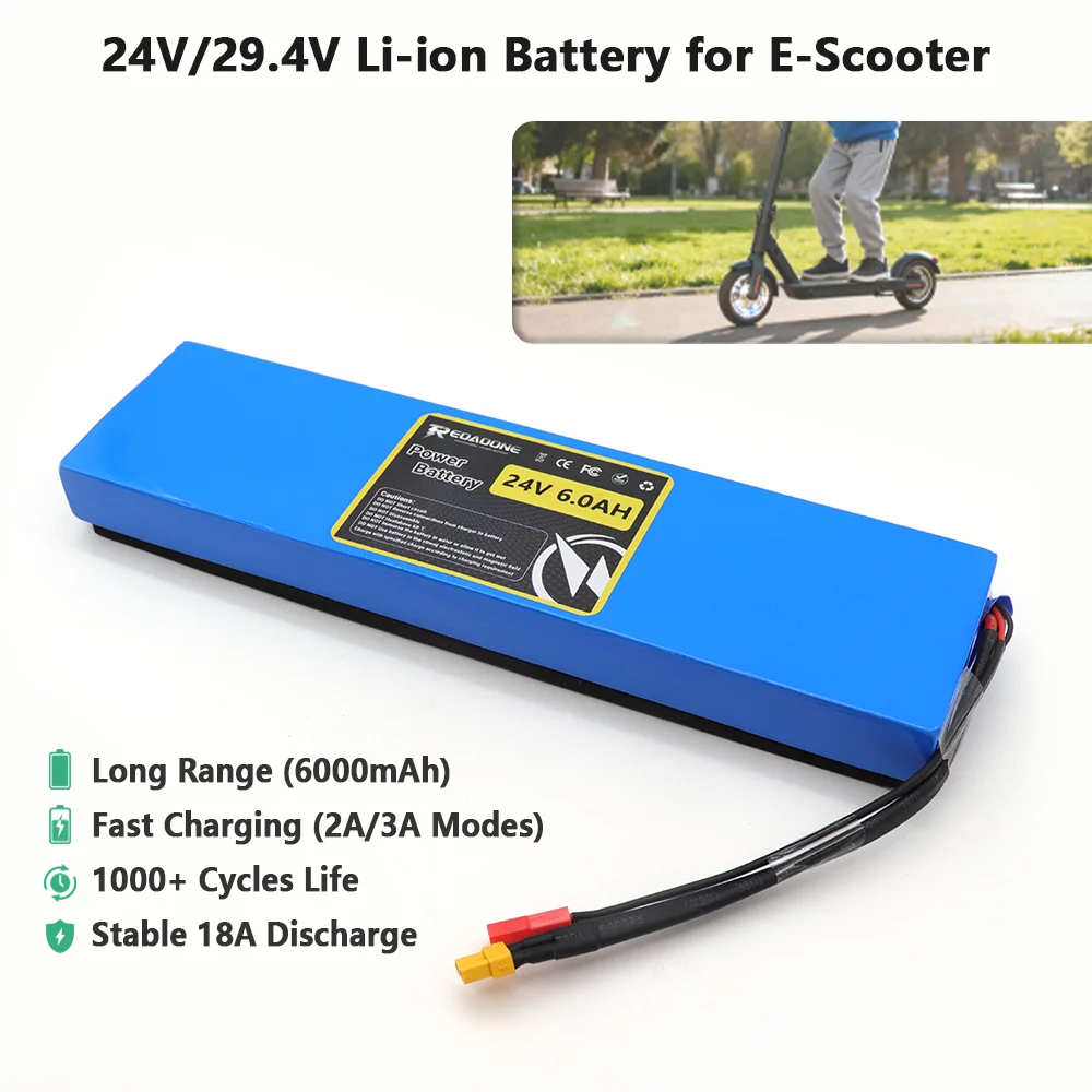 

Аккумулятор для электрического скутера Reoaoone 24 В, 6000 мАч — легкий литиевый пакет дальнего действия со встроенной системой BMS и безопасной защитой