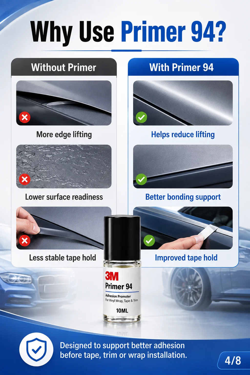 Original 3M Primer 94 Haftvermittler 10ml Nachfüllpackung Starke Haftung für Auto-Folierung Kunststoff- und Metalloberflächen – Detail 4