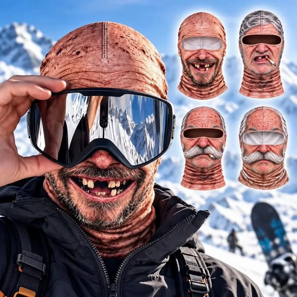 Funny 3D Face Balaclava Hat Full Face Covering Hood Balaclava Motorcycle Riding Skiing Face Mask Outdoor Warm Balaclava Hat