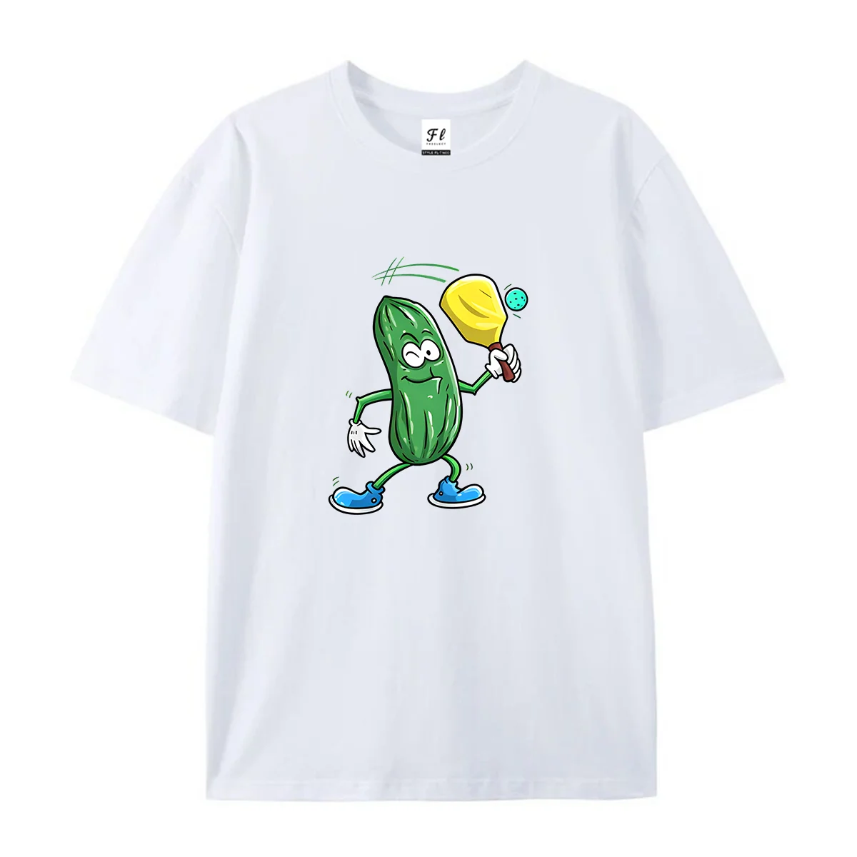 Women Funny Pickle Playing Pickleball Graphic T Shirt Summer O Neck Short Sleeve Cartoon Cucumber Racket Sport Print Soft Casual
