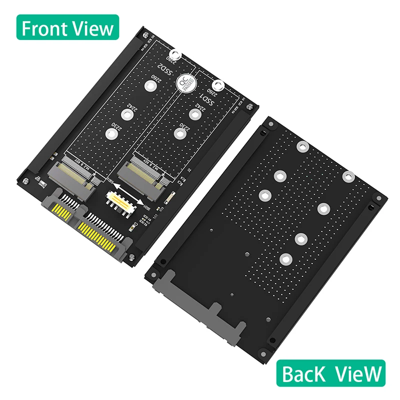 Casing logam baru Dual B + M Key M.2 NGFF SSD untuk 2.5 "SATA 3.0 6Gbps kartu adaptor konverter dengan kandang soket M2 SATA SSD Adapter