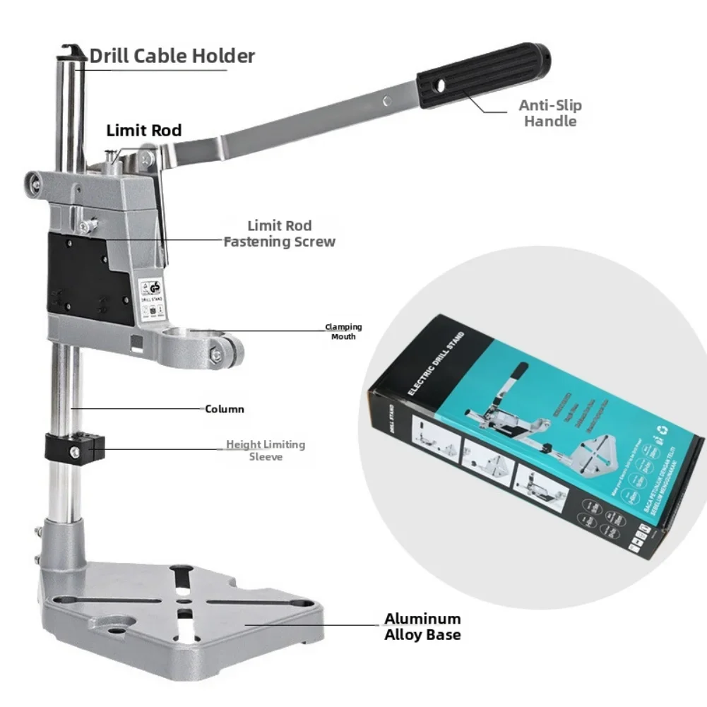 Bench Drill Mount Drill Press Stand Adjustable Electric Drill Holder Tool Accessory Minimal Vibration Precision Drilling