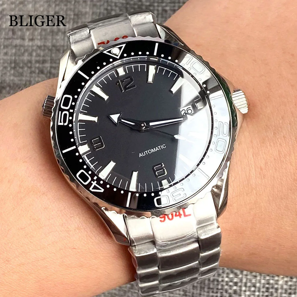 

BLIGER 41mm NH35A Miyota Automatic Watch Men Sapphire Glass Luminous Stainless Steel Strap Blue Black Dial Ceramic Bezel