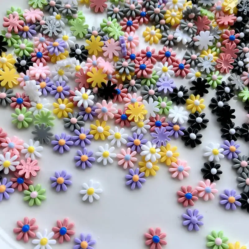 50 pieces 12mm Kawaii lovely mixed color flower flat back resin kaboken scrapbook DIY jewelry craft decorative accessories