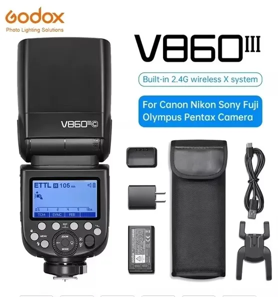 Original Godox V860III V860II Camera Flash Electronic Speedlite Custom TTL HSS Speedlite Flashlights For Canon Sony Nikon Fuji