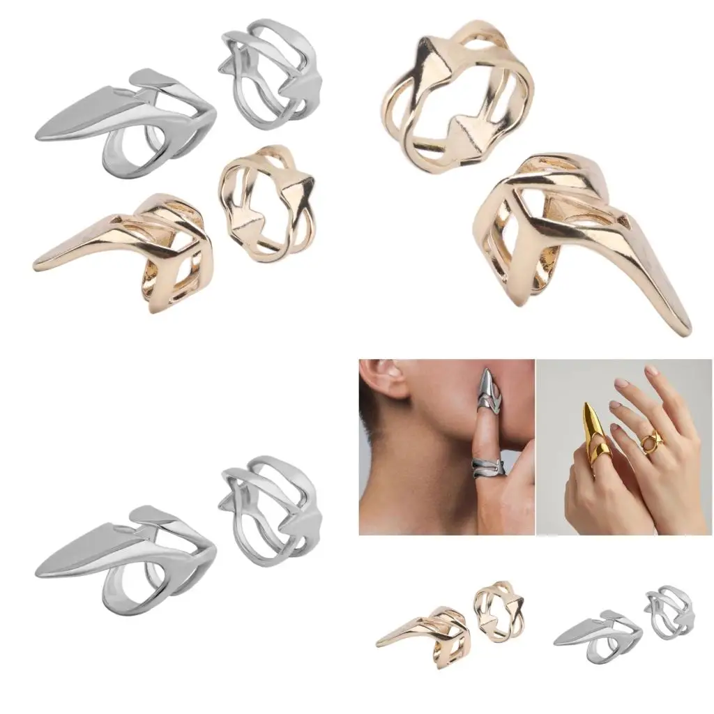 Set of 2 Comfortable Rings Claw Unique Tip Rings Suitable for Daily Fashion Statements Various Occasions