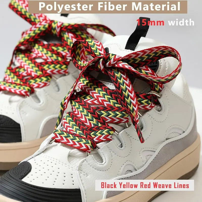 1,5 cm breite, dicke Schnürsenkel für Sneaker – Fette Schnürsenkel zum Austausch, zweifarbiges Muster, Unisex-Schuhzubehör – Detail 6