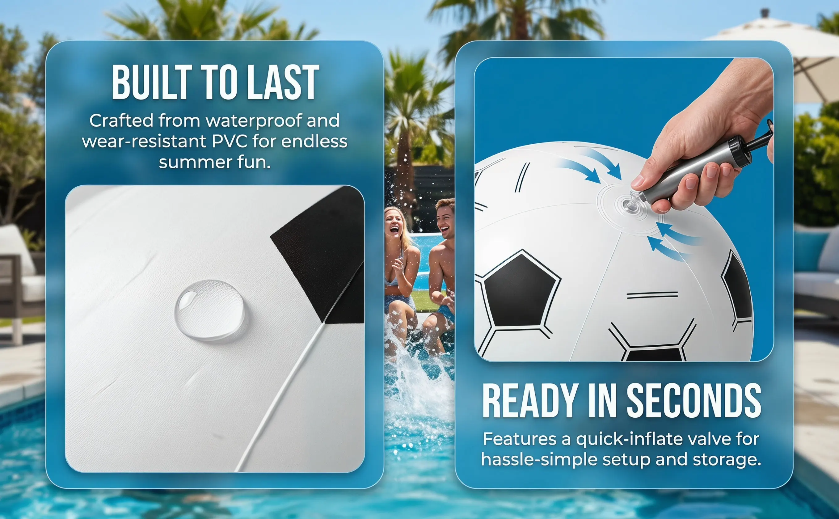 15pcs Inflatable Soccer Beach Balls – PVC Waterproof, Wear-Resistant for Pool, Beach & Outdoor Summer Games
