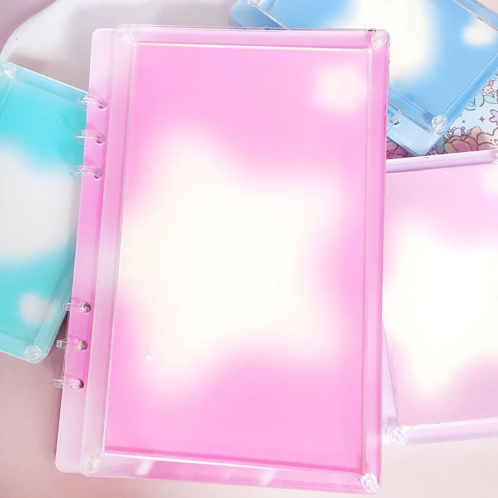 A5 Binder Notebook Scrapbook With Acrylic Cover Heart Star Printed Loose-leaf  Hand Account Notebook For DIY Stationery Gifts