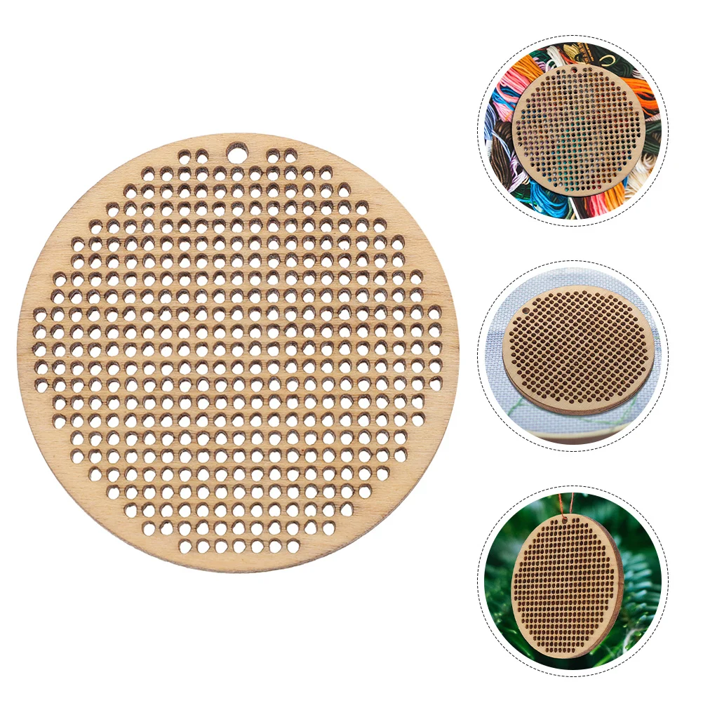 

8Pcs Wooden Cross Stitch Chips Round Unfinished Wood Tags DIY Craft Bookmark Ornament Supplies Wood Rounds for Crafts