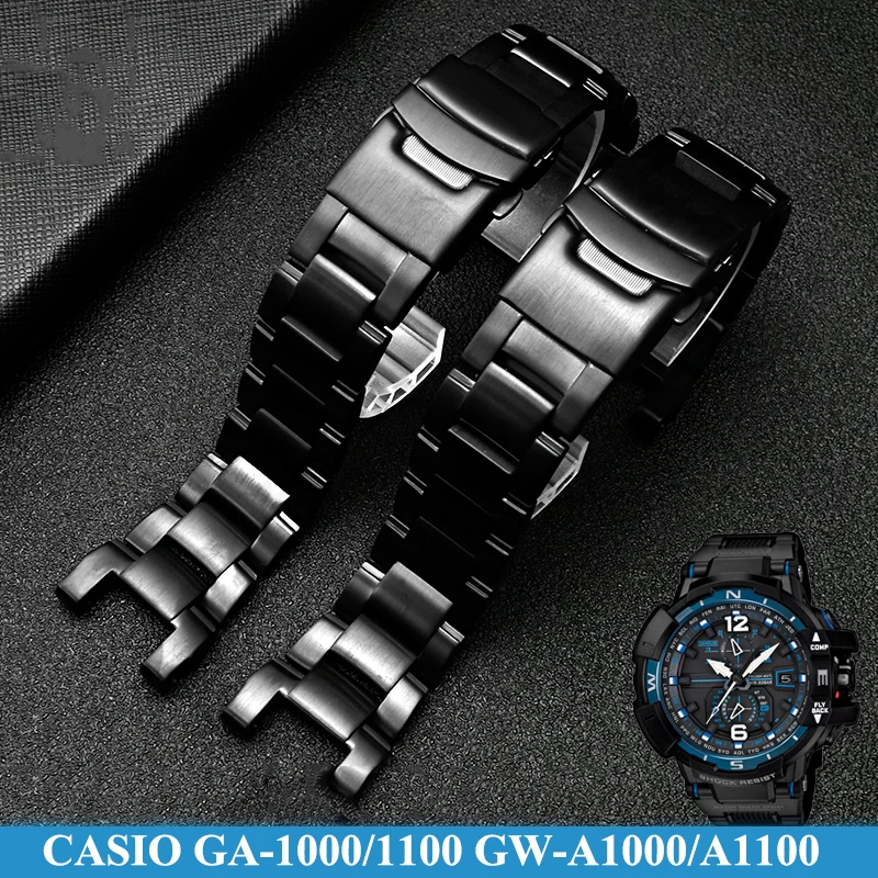 

High Quality Rubber Watchband for casio GA-1000/1100 GW-A1000/A1100 Series Stainless Steel Watch Strap Bracelet