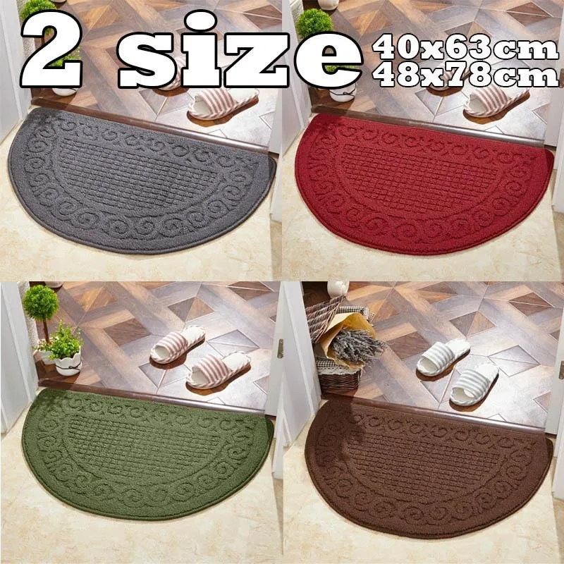 Rubber Half-round Doormat for Home Front Door Indoor Non Slip Entrance Hallway Bathroom Carpet Rugs Durable Floor Mats Doormats