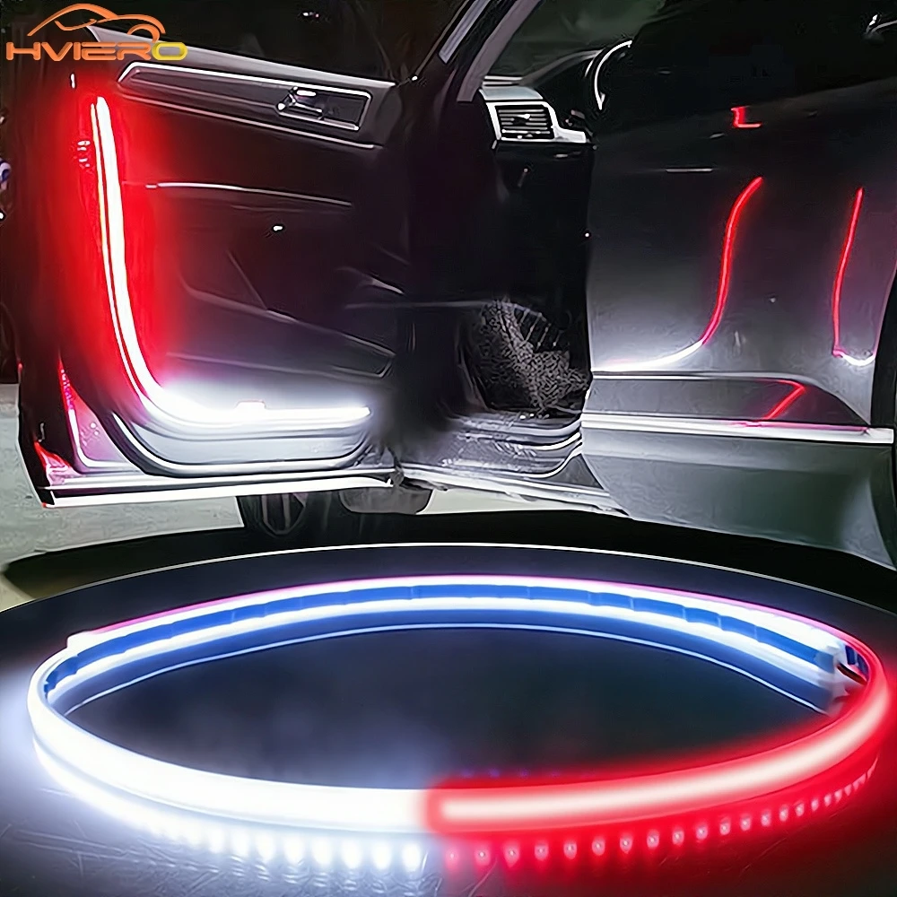 

1/2/4/10Pc Auto Warning Signal Door Light Strip Flexible Parking Anti Collision Strobe Led Car Decoration Welcome Lamp Red White