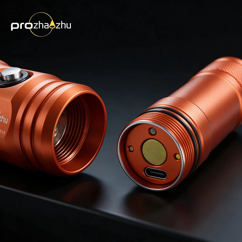 PROZHAOZHU DL-B50-PLUS 2500LM Professional Scuba Diving Flashlight IP68 100M Waterproof USB-C Rechargeable Underwater Torch