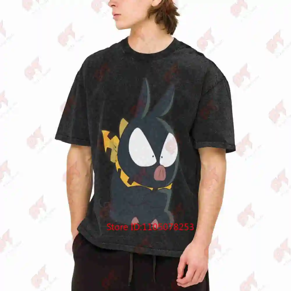 P Chan Anime Retro Video Game Character Vintage Washed Tee Pure Cotton T-Shirt