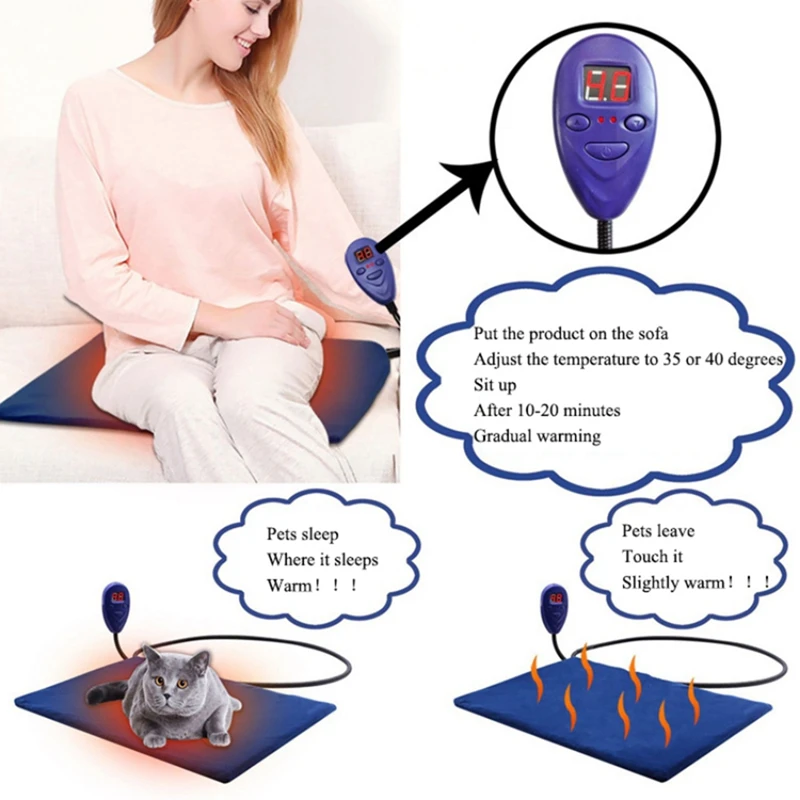 New Pet Heating Pad Cat Constant Temperature Electric Blanket 12V Low Voltage Pet Electric Heater for Dogs Bed EU Plug-C