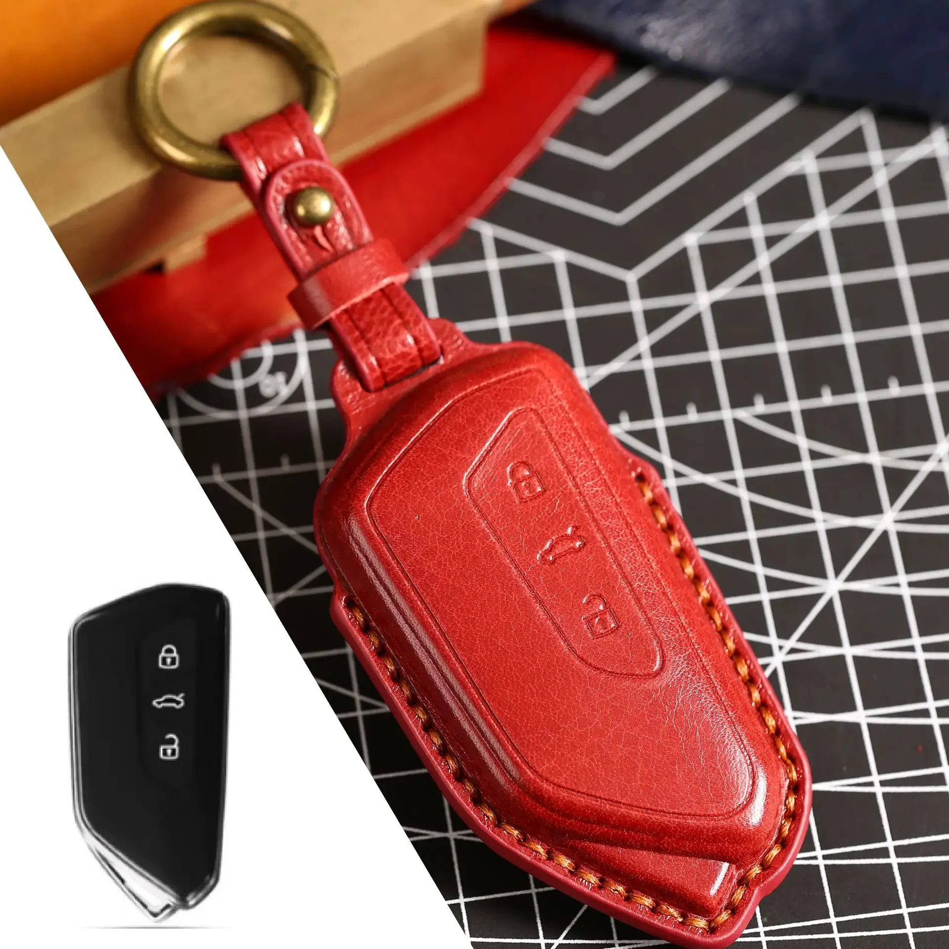 1pc Leather Car Key Case Cover For VW Volkswagen Golf 8 MK8 ID 3 ID 4 For Skoda Octavia 4 A8 Seat Leon MK4 Cupra Formentor