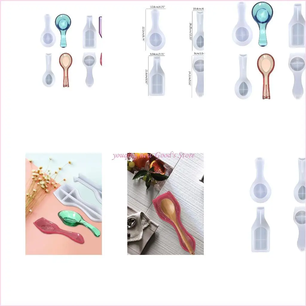 

57QA Spoon Holder UV Crystal Epoxy Mold Kitchen Utensil Rest Jewelry Holder Resin Silicone Mould DIY Crafts Fruit Candy Tray