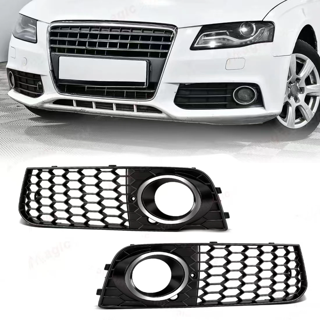 

8KD807682 8KD807681 A Pair Front Bumper Fog Light Grill For Audi A4 B8 2008 2009 2010 2011 2012 Fog Light Hoods Cover Grilles