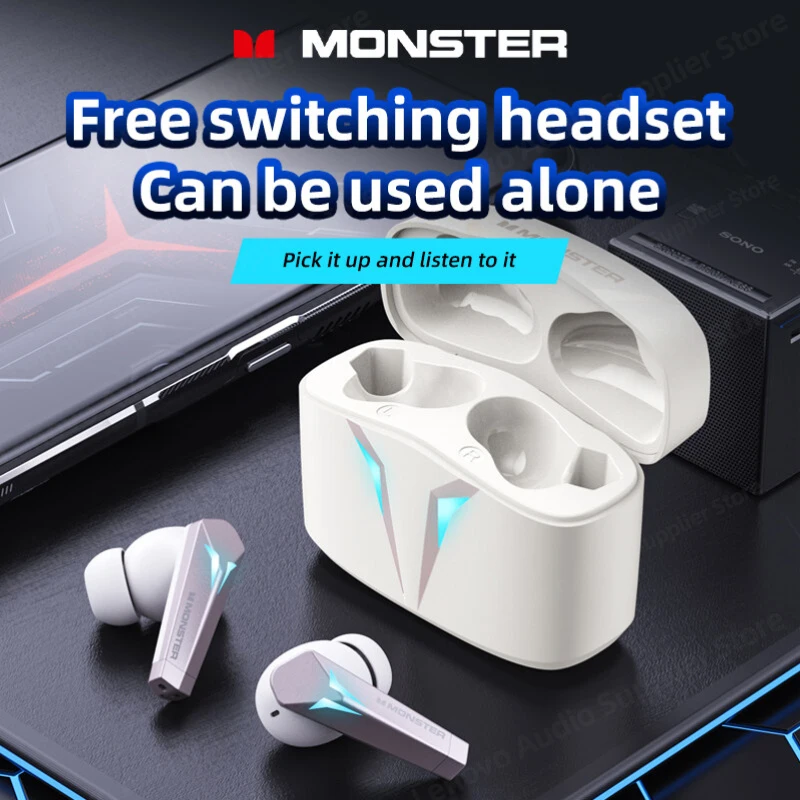 

Original Monster XKT06 Bluetooth 5.2 Earphones TWS Wireless Sports Headphones Gaming Noise Reduction Headset 2023