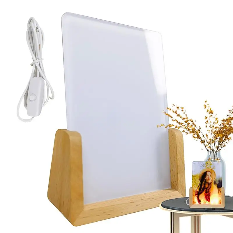 Sublimation Night Lights Blanks Sublimation Photo Blanks LED Acrylic Light Base Heat Transfer Acrylic Photo Frame for Bedroom