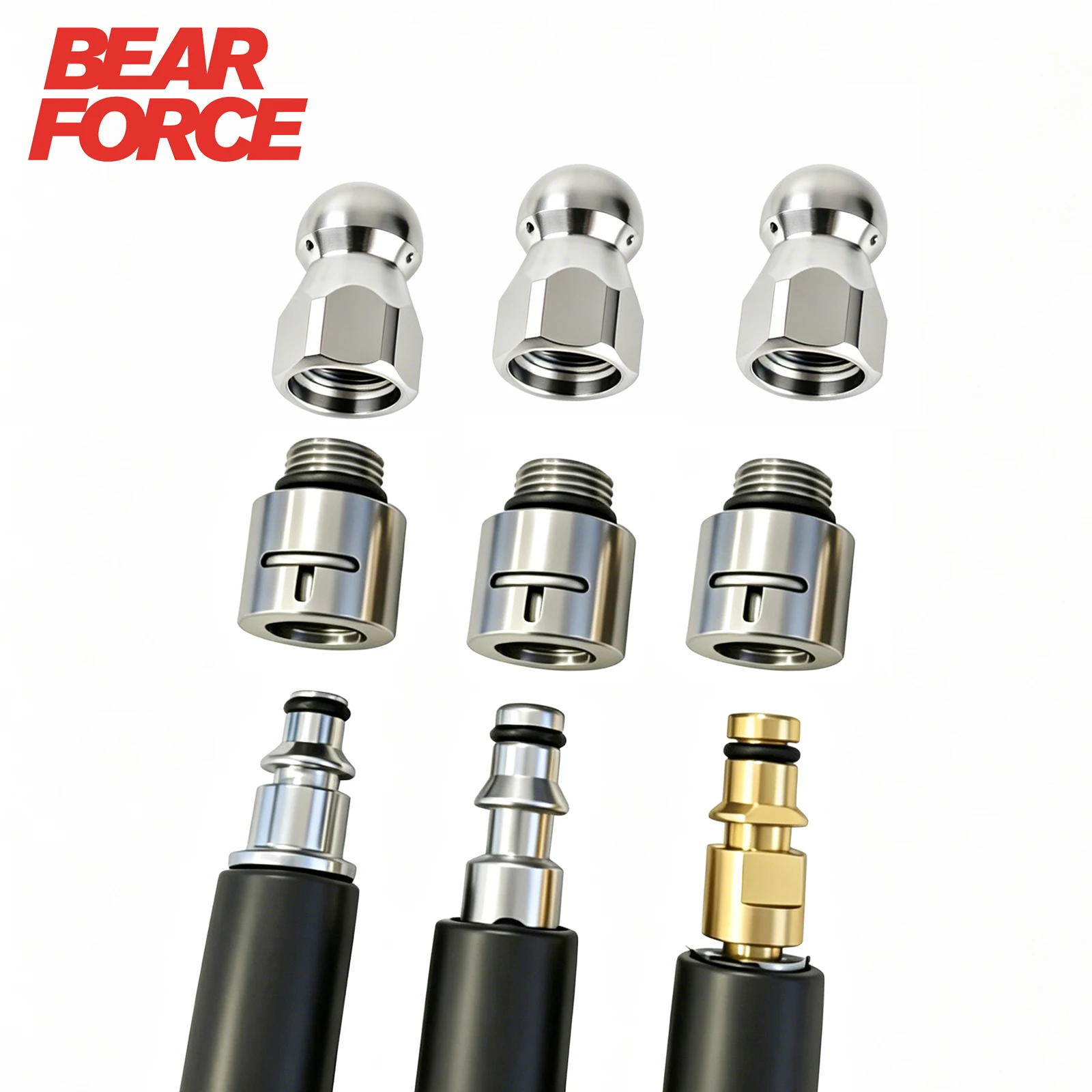 Pressure Washer Hose Quick Connector Adapter & Sewer Drain Cleaning Nozzle Tips for Karcher K Series/Lavor/Bosch/AR/MAC ALLISTER