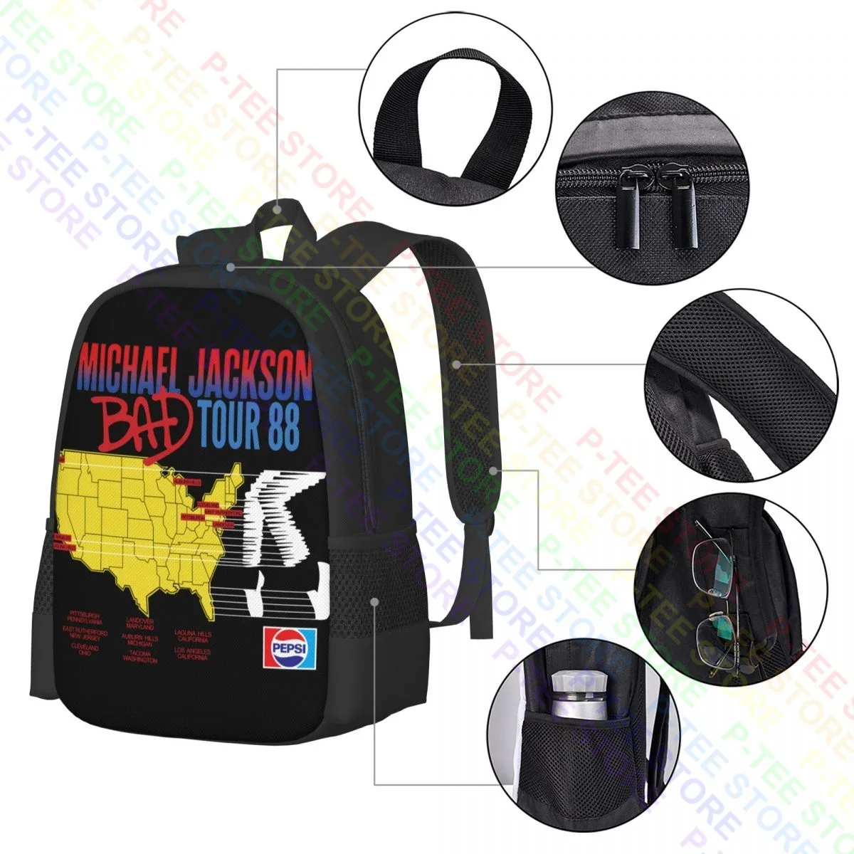 Michael Jackson Bad Tour 1988. Borsa per scarpe di grande capacità P-1170Backpack personalizzata