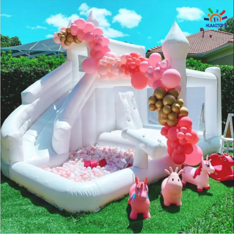 Mini rebotador inflable comercial, casa rebotadora blanca para fiesta, 13x13x11 pies