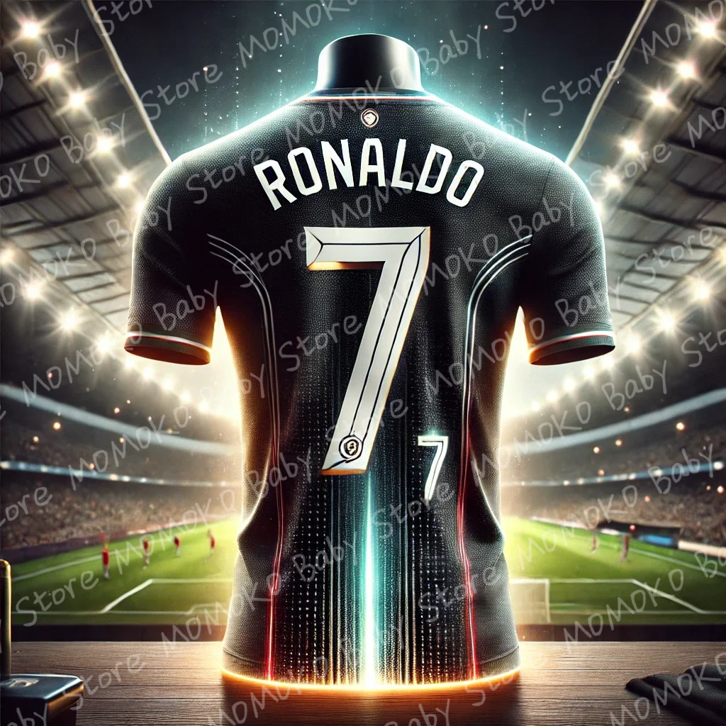 New Summer Children Football Jerseys Fashion Footall Star Ronaldo Print Jersey Kids Adults Casual Sports Tees Outdoor Sportswear