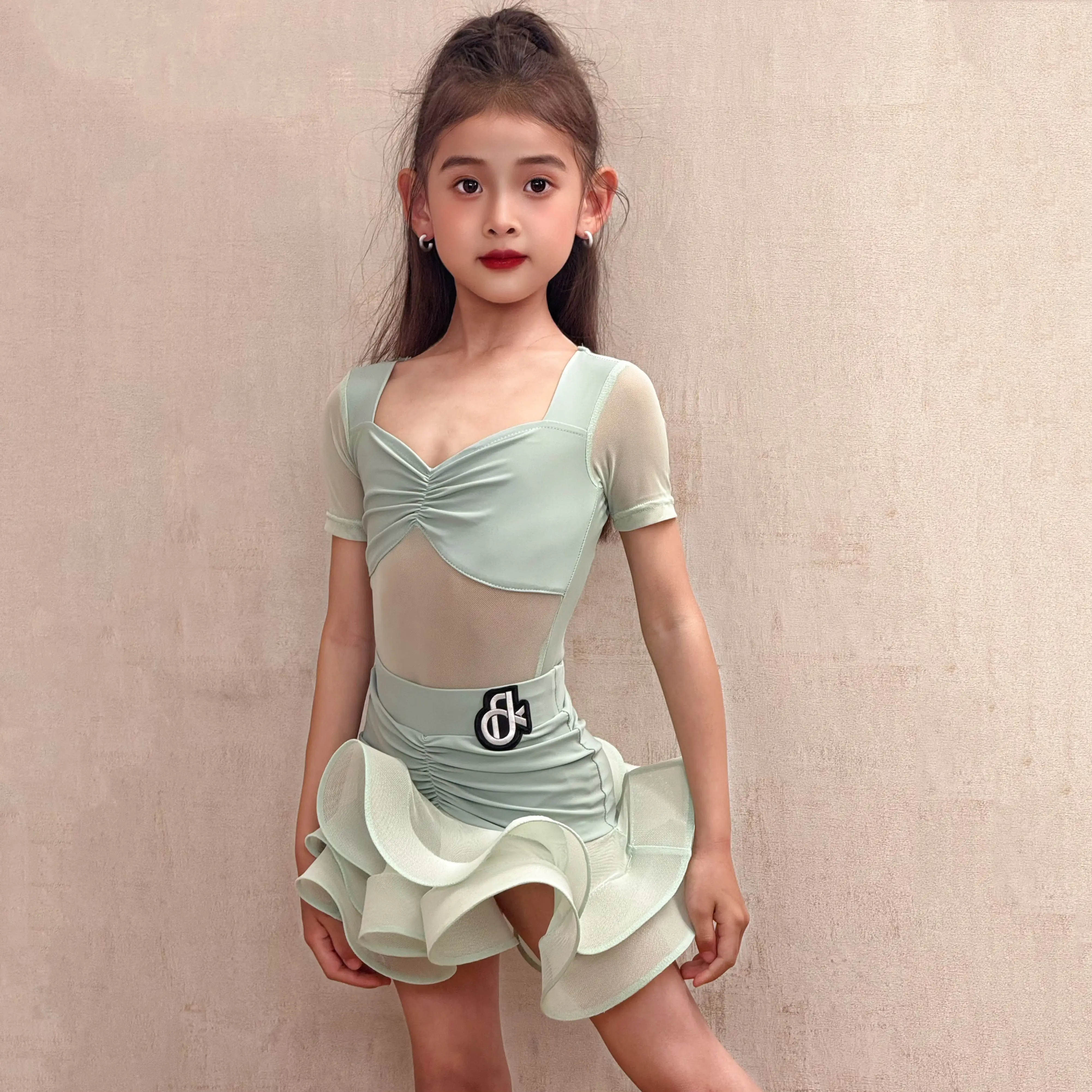 Cha Cha Rumba Latin Dance Kleid Set Kostüm für Mädchen Tango Tanz Kleider Performance Anzug Kinder Latin Praxis Kleidung