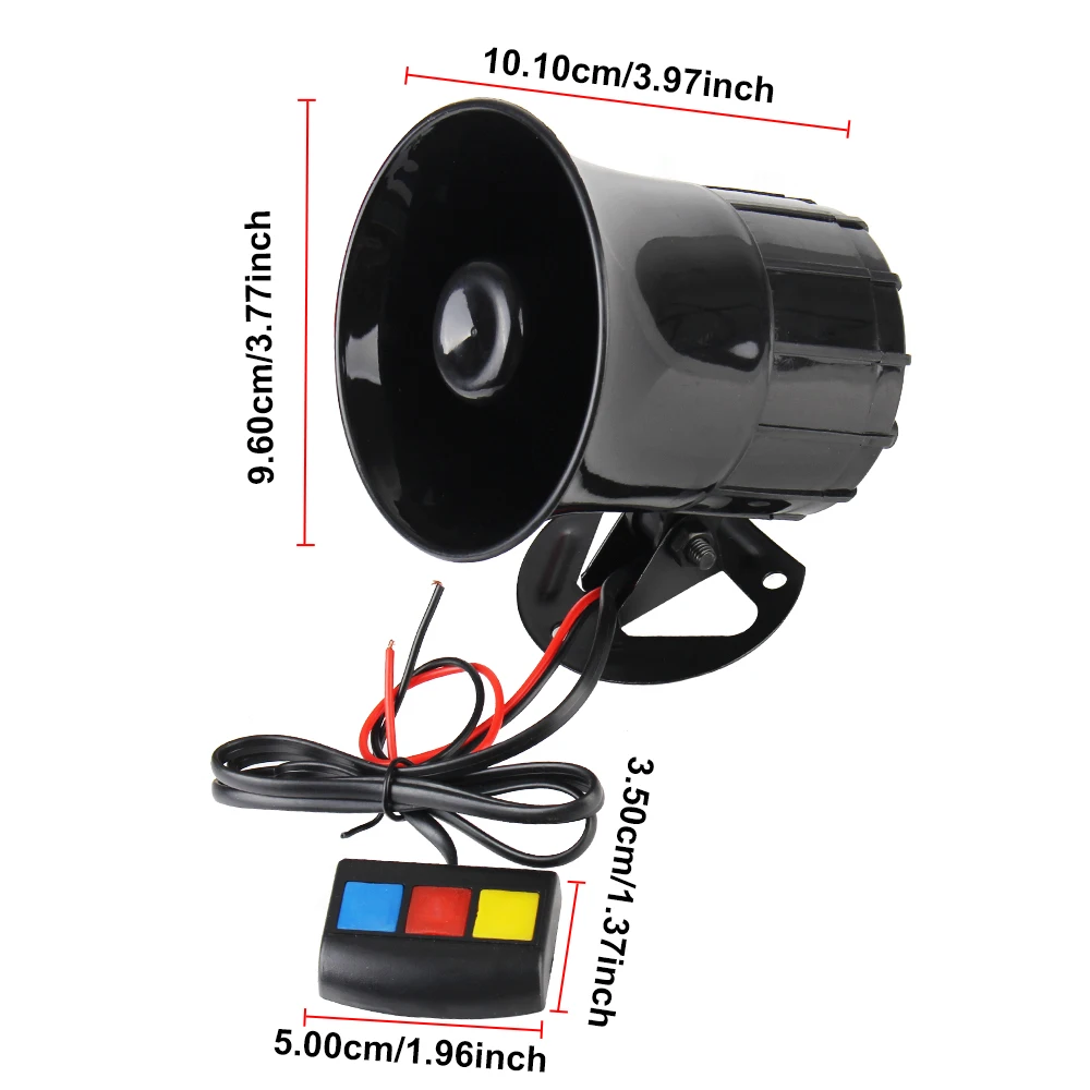 Siren Horn Loud Speaker Motorcycle 3 Sounds Horn Loud Car Horn Motorcycle Warning Alarm 110dB 12V 3 Tone Sound