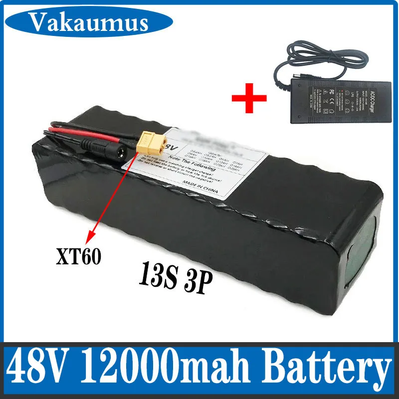 

48V 1865012AH high-capacity electric mountain bike battery pack, suitable for 1000W 500W motor, with 15A BMS and charger