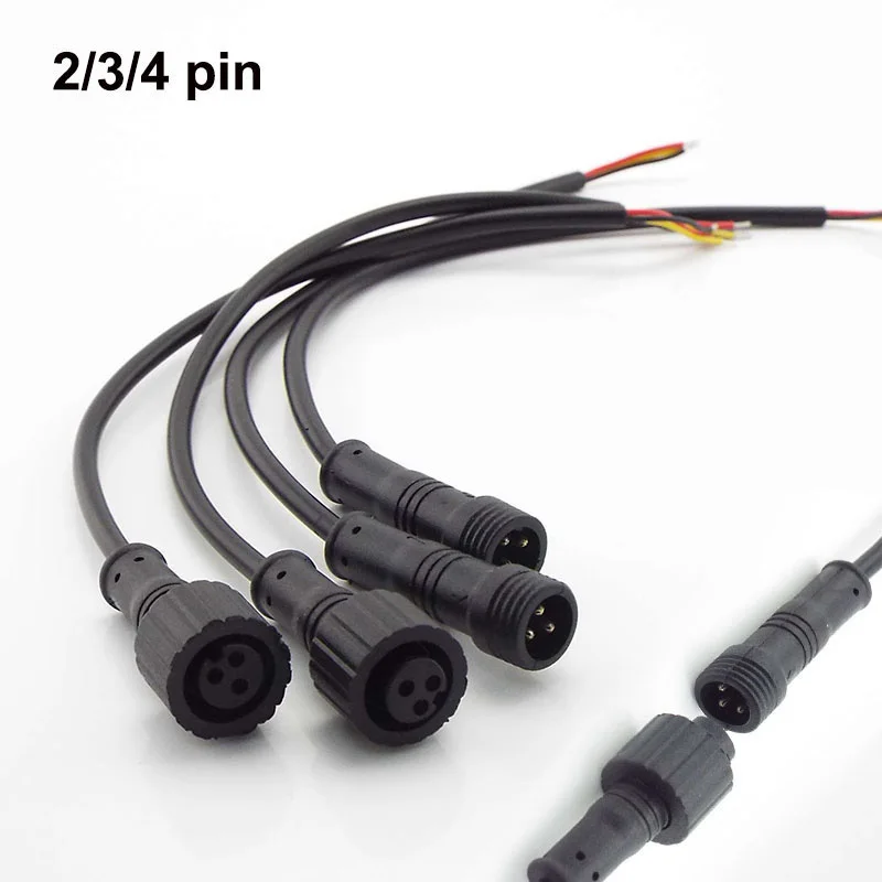 20cm 2pin 3pin 4 Pin IP65 DC female male connector power Cable Copper Wire waterproof Plug for LED Strips Jack diy car repair t1