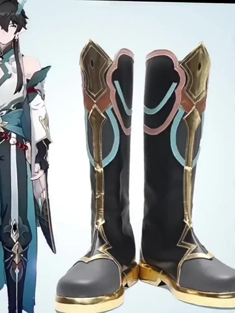 Anime Honkai:Star Rail Imbibitor Lunae Dan Heng Hohe Stiefel PU Leder Metall Schnalle LacesHeels Stiefel Cosplay Schuhe Für Jungen Mädchen