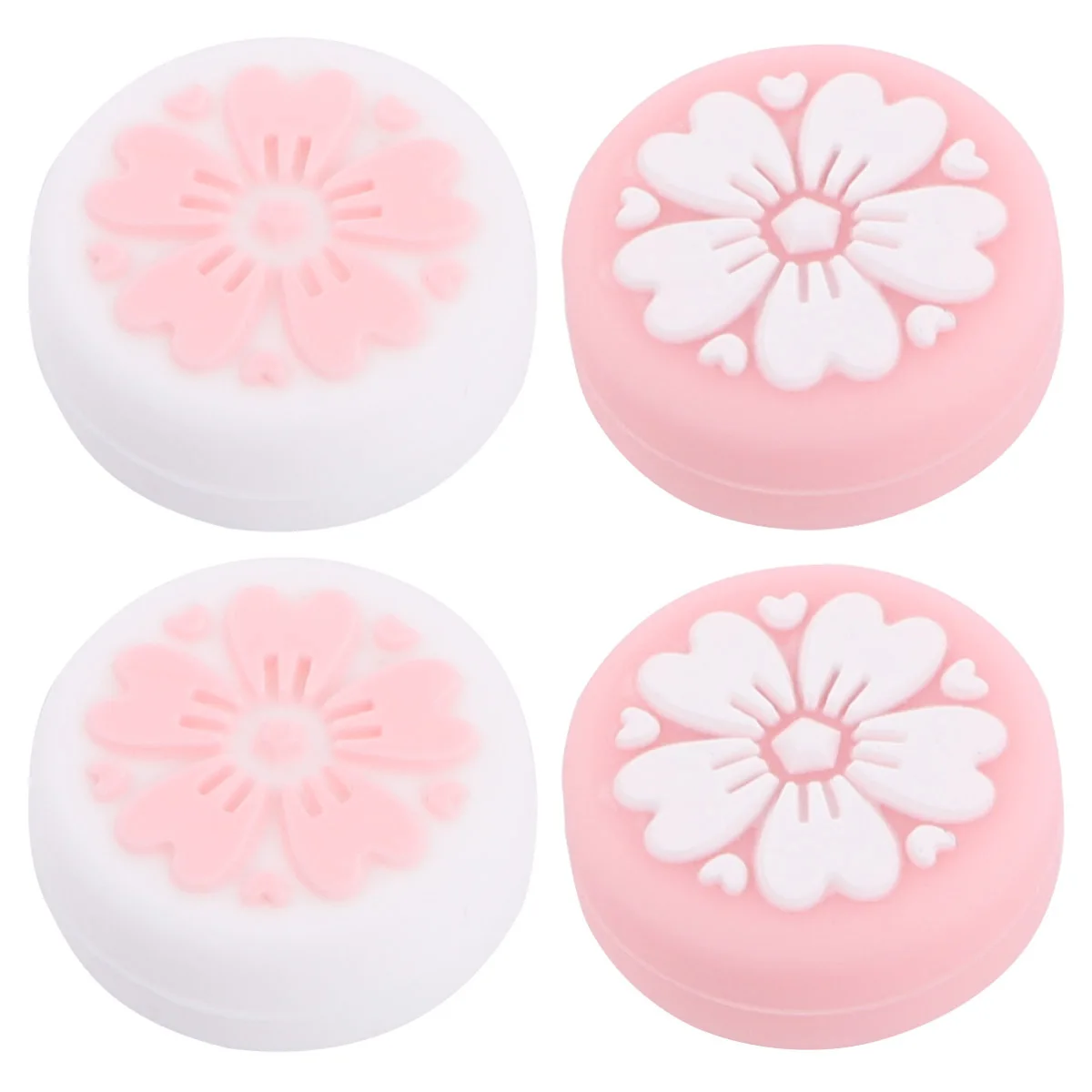 

4Pcs Silicone Joystick Protective Caps Cherry Blossom Design Smooth Comfortable Washable Anti-Slip Grip for Game Controller Pink