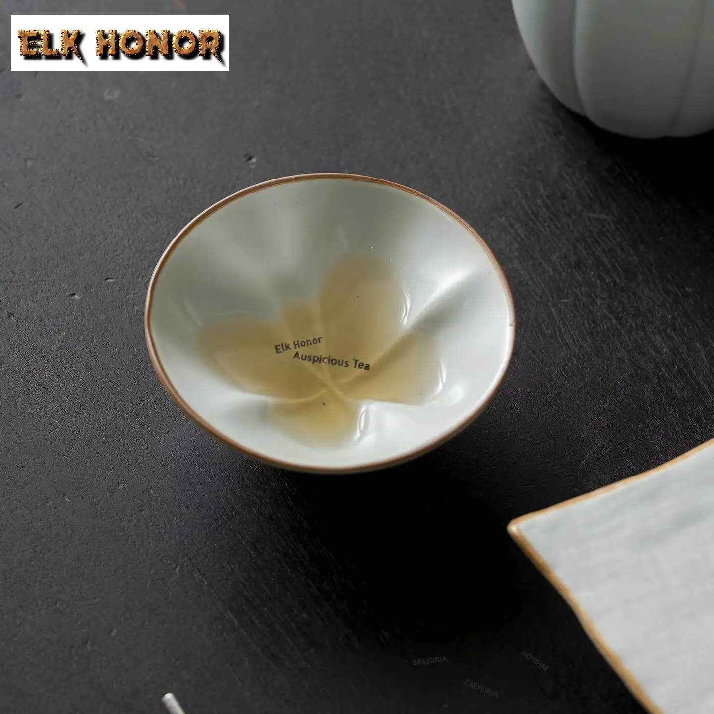 ZAEYORIA Misty Blue Porcelain Bamboo Cone Teacup Tea Bowl Beautiful Cup Tea-tasting Meditation Cup Jianzhan Master Cups Tea Set