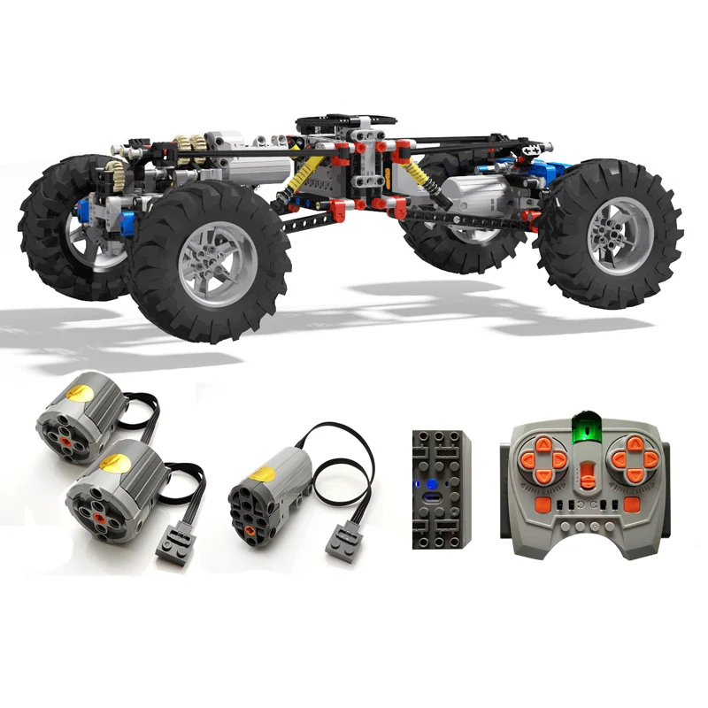 4WD RC Car Chassis Electric Drive Climbing Car Blocks Power Function With Suspension Shocks APP Remote Control Bricks 8882 8878