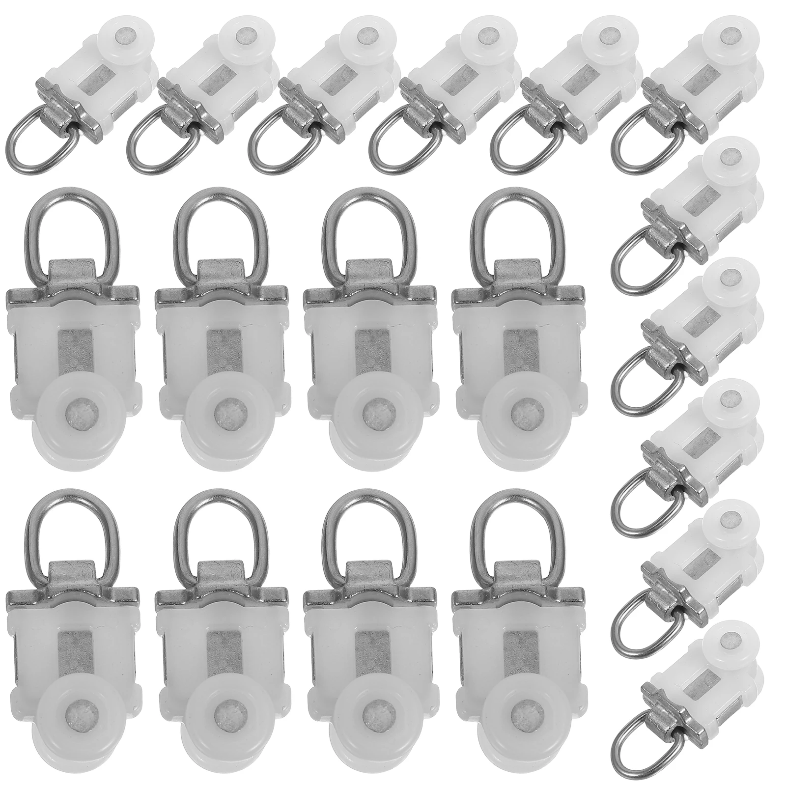 

30pcs Curtain Track Pulleys Dual Alloy Wheels Smooth Sliding Noise Reduction Heavy Duty Roller Hangers Easy Install Sliding
