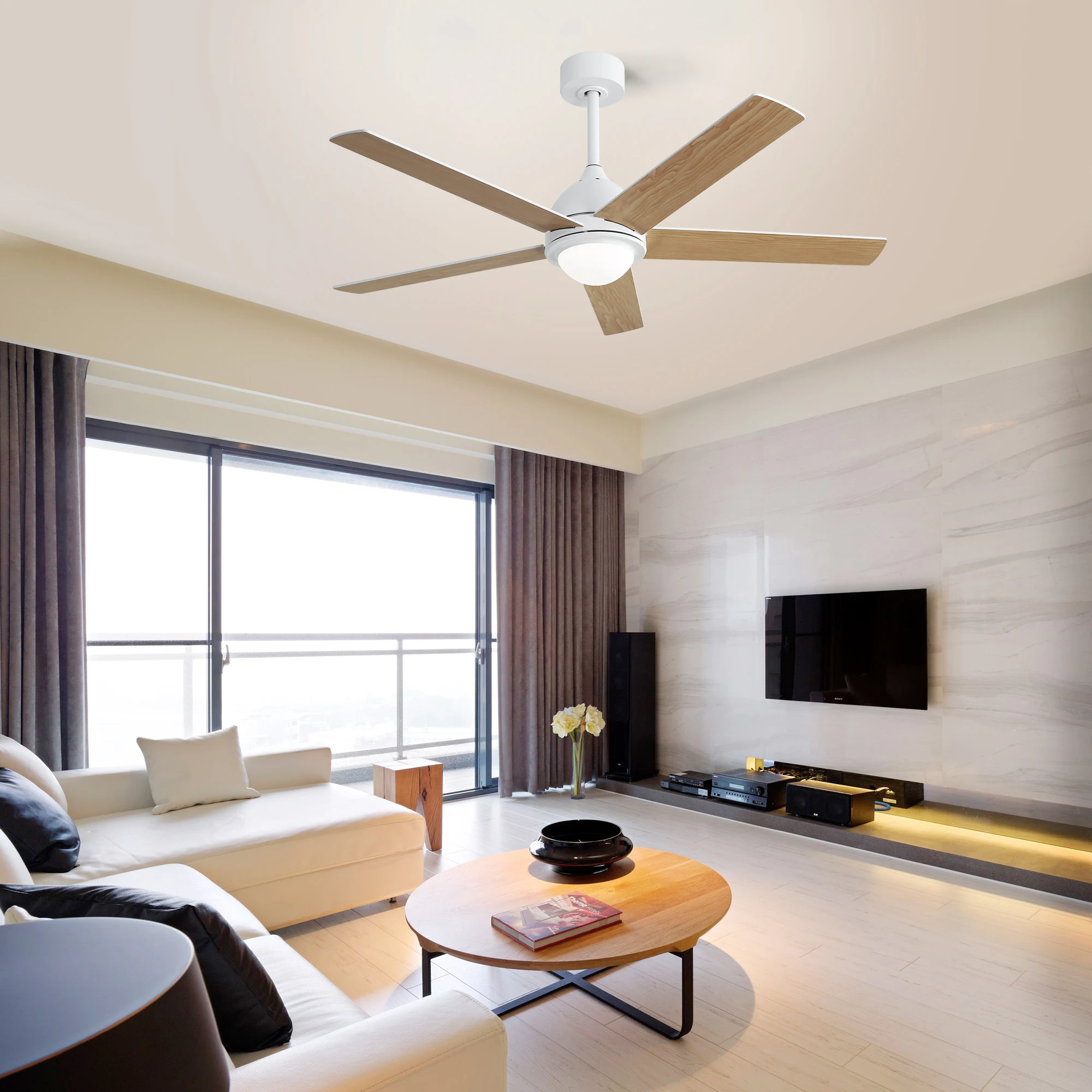 Sofucor 52-inch AC Ceiling Fans With Remote Control Ceiling Fan With Light Home Fan