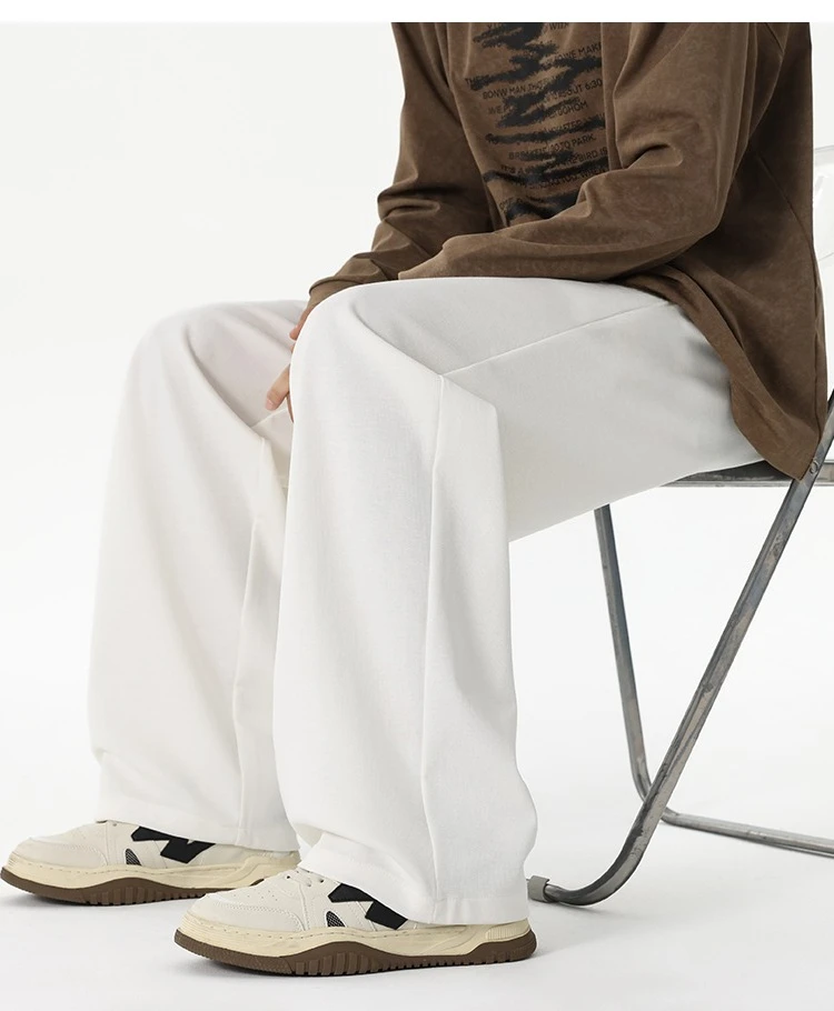 

Повседневные спортивные брюки, мужские прямые широкие свободные брюки, универсальные спортивные штаны, однотонные мужские и женские белые осенние брюки