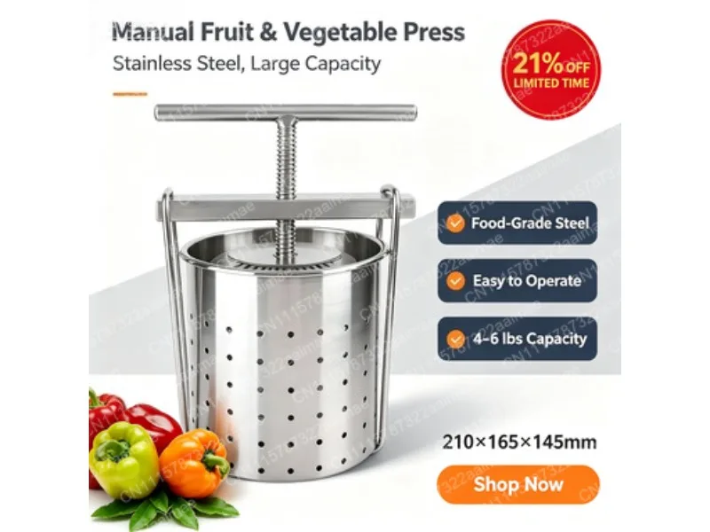 2L Manual Stainless Steel Vegetable Stuffing Press Juicer Household Kitchen Tool