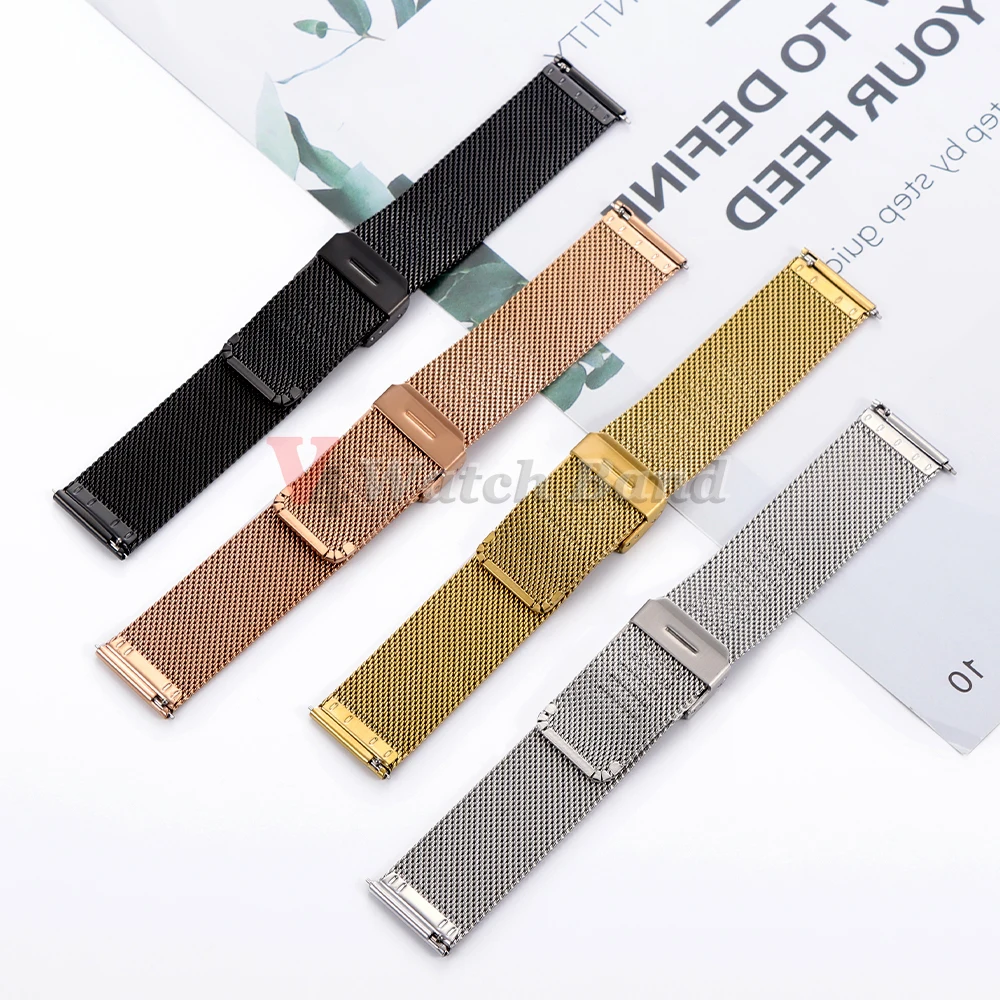 0.6 Milanese شبكة حلقة حزام الساعات ل Seiko ل DW ساعة الصلب ميلانو حلقة حزام 18 مللي متر 20 مللي متر 22 مللي متر حزام (استيك) ساعة الرجال النساء الإكسسوارات