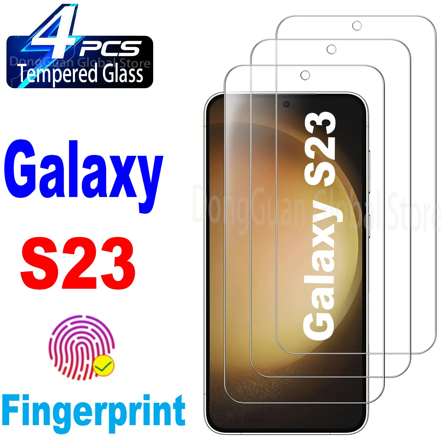 

1/4Pcs 0.2mm Tempered Glass For Samsung Galaxy S23 Fingerprint Unlock Screen Protector Glass Film