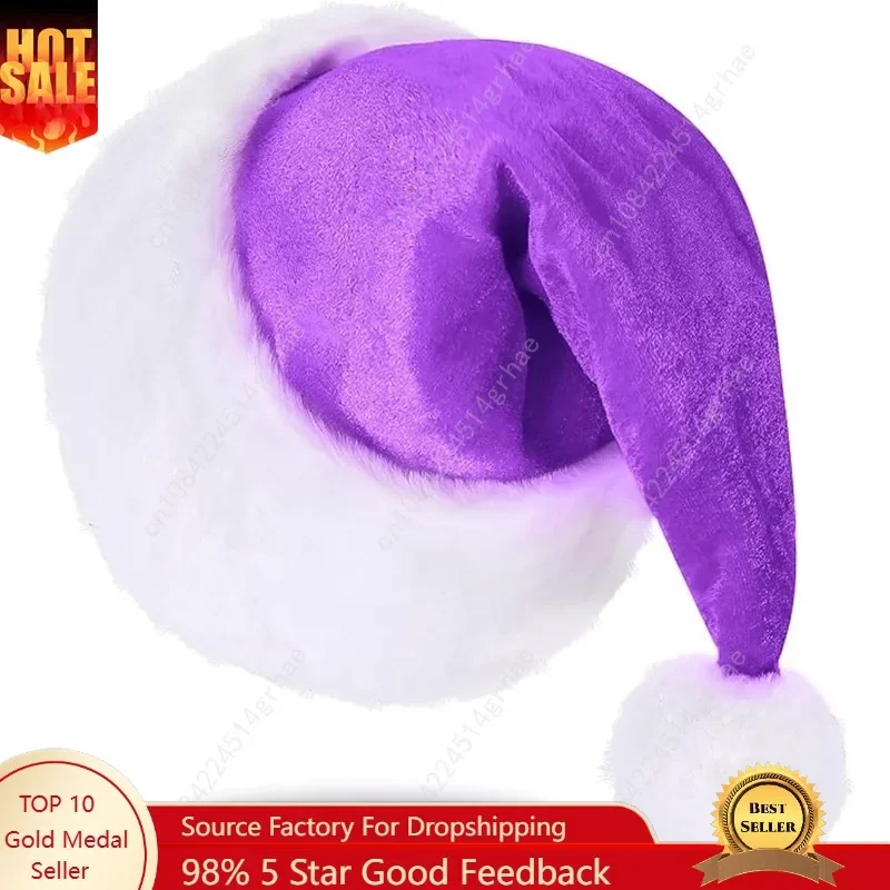 

Santa Hat, Christmas Hat for Unisex Adults Deluxe Velvet Christmas Santa Hats